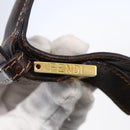 FENDI Zucca Canvas Shoulder Bag Black Brown Auth 152383-11