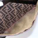 FENDI Zucca Canvas Shoulder Bag Black Brown Auth 152383-22