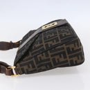 FENDI Zucca Canvas Shoulder Bag Black Brown Auth 152383-3