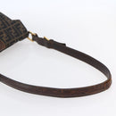 FENDI Zucca Canvas Shoulder Bag Black Brown Auth 152383-7