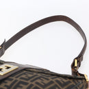 FENDI Zucca Canvas Shoulder Bag Black Brown Auth 152383-9