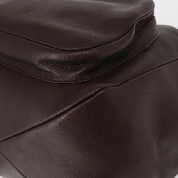 Salvatore Ferragamo Gancini Backpack Leather Brown Gold Auth 152386