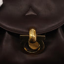 Salvatore Ferragamo Gancini Backpack Leather Brown Gold Auth 152386-16