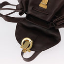 Salvatore Ferragamo Gancini Backpack Leather Brown Gold Auth 152386-17