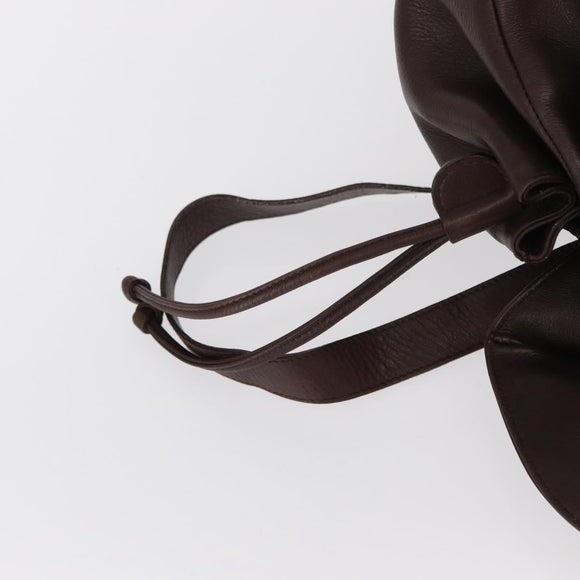 Salvatore Ferragamo Gancini Backpack Leather Brown Gold Auth 152386