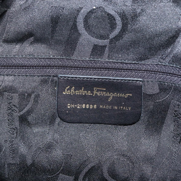 Salvatore Ferragamo Gancini Backpack Leather Brown Gold Auth 152386