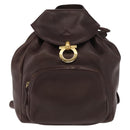 Salvatore Ferragamo Gancini Backpack Leather Brown Gold Auth 152386-2