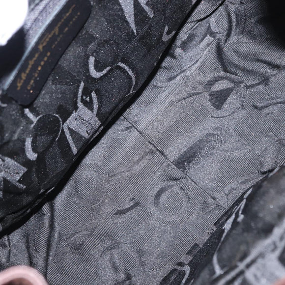 Salvatore Ferragamo Gancini Backpack Leather Brown Gold Auth 152386