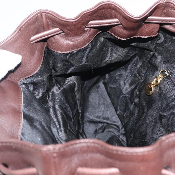 Salvatore Ferragamo Gancini Backpack Leather Brown Gold Auth 152386