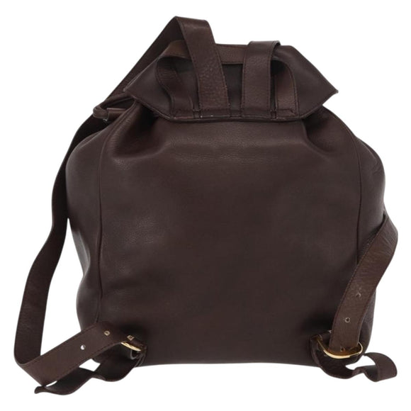 Salvatore Ferragamo Gancini Backpack Leather Brown Gold Auth 152386