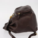 Salvatore Ferragamo Gancini Backpack Leather Brown Gold Auth 152386-5