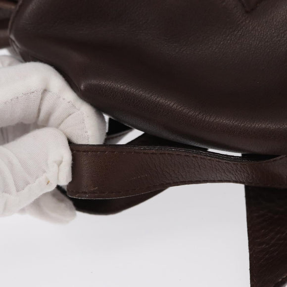 Salvatore Ferragamo Gancini Backpack Leather Brown Gold Auth 152386