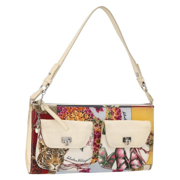 Salvatore Ferragamo Gancini Bag Nylon Leather Multicolor Silver Auth 152387