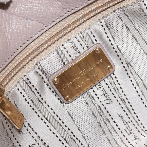 Salvatore Ferragamo Hand Bag Leather Pink Gold Auth 152388