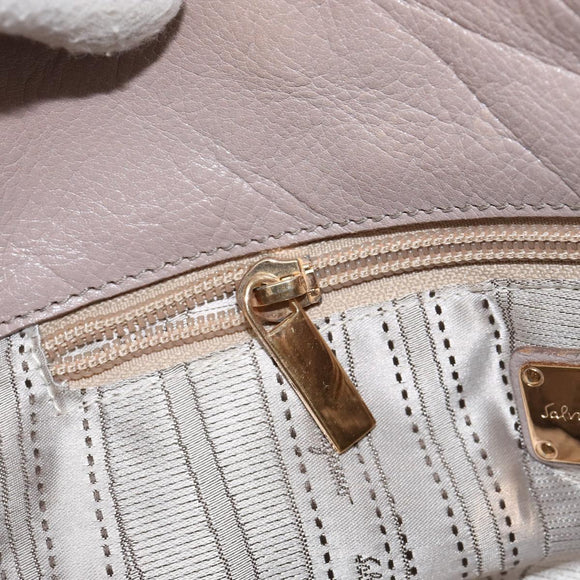 Salvatore Ferragamo Hand Bag Leather Pink Gold Auth 152388