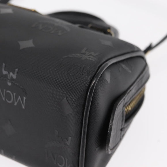 MCM Vicetos Logogram Hand Bag PVC 2way Black Gold Auth 152389