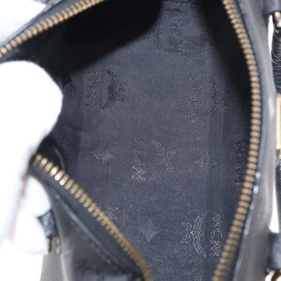 MCM Vicetos Logogram Hand Bag PVC 2way Black Gold Auth 152389