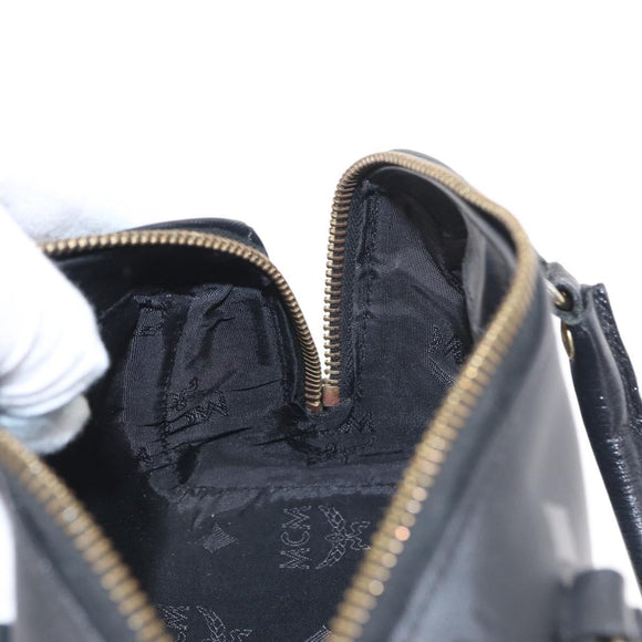 MCM Vicetos Logogram Hand Bag PVC 2way Black Gold Auth 152389