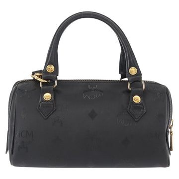 MCM Vicetos Logogram Hand Bag PVC 2way Black Gold Auth 152389 - 0