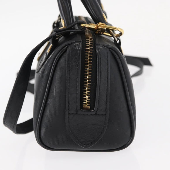 MCM Vicetos Logogram Hand Bag PVC 2way Black Gold Auth 152389