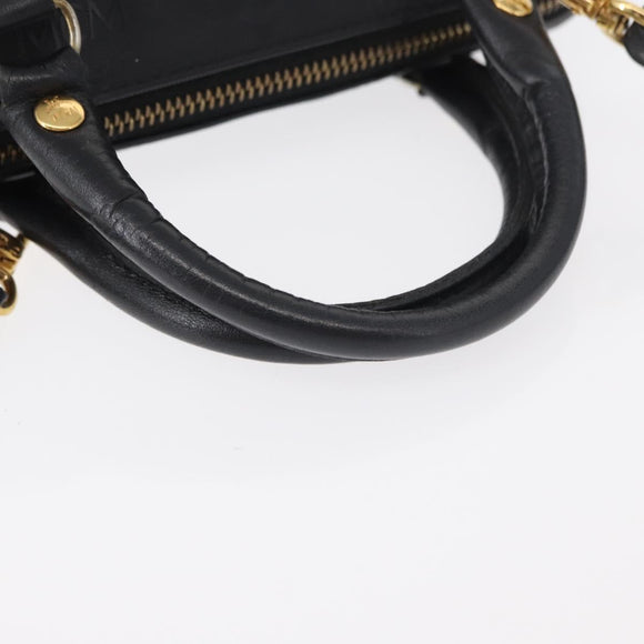 MCM Vicetos Logogram Hand Bag PVC 2way Black Gold Auth 152389
