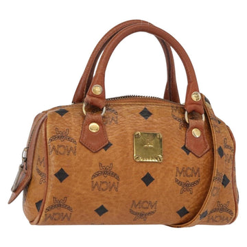 MCM Vicetos Logogram Hand Bag PVC 2way Brown Gold Auth 152390