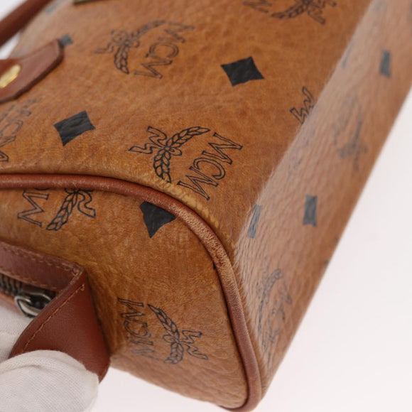 MCM Vicetos Logogram Hand Bag PVC 2way Brown Gold Auth 152390