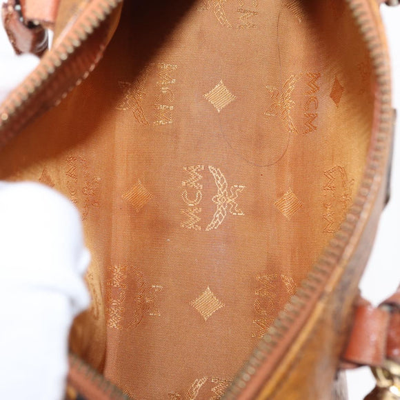 MCM Vicetos Logogram Hand Bag PVC 2way Brown Gold Auth 152390