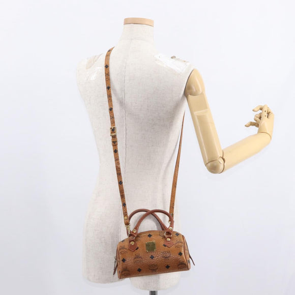 MCM Vicetos Logogram Hand Bag PVC 2way Brown Gold Auth 152390