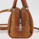 MCM Vicetos Logogram Hand Bag PVC 2way Brown Gold Auth 152390-4