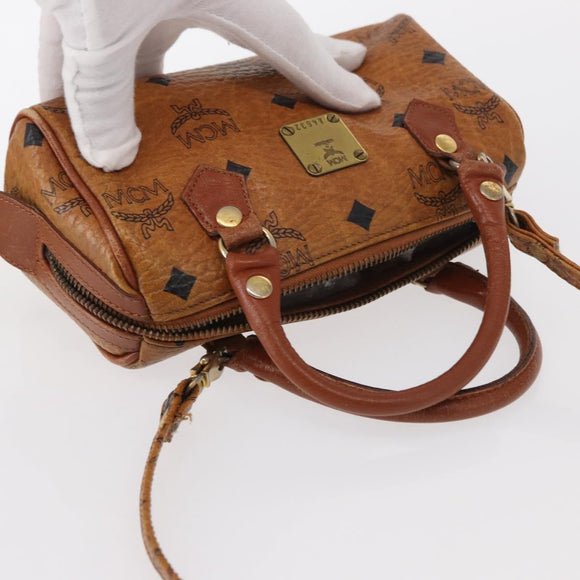 MCM Vicetos Logogram Hand Bag PVC 2way Brown Gold Auth 152390