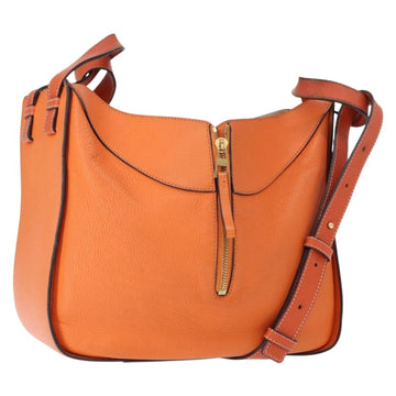 LOEWE Anagram Hammock Small Shoulder Bag Leather Orange Gold Auth 152394