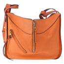 LOEWE Anagram Hammock Small Shoulder Bag Leather Orange Gold Auth 152394-2
