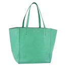 CELINE Cabas Phantom Tote Bag Leather Green Silver Auth 152395-1