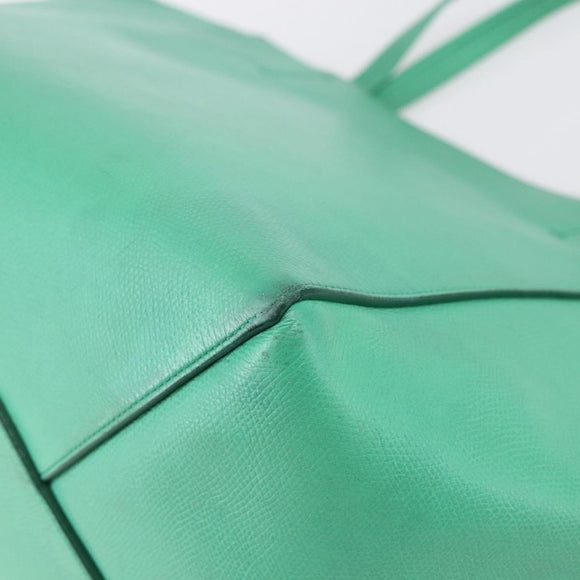 CELINE Cabas Phantom Tote Bag Leather Green Silver Auth 152395