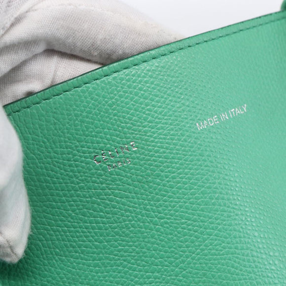 CELINE Cabas Phantom Tote Bag Leather Green Silver Auth 152395