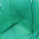 CELINE Cabas Phantom Tote Bag Leather Green Silver Auth 152395-18