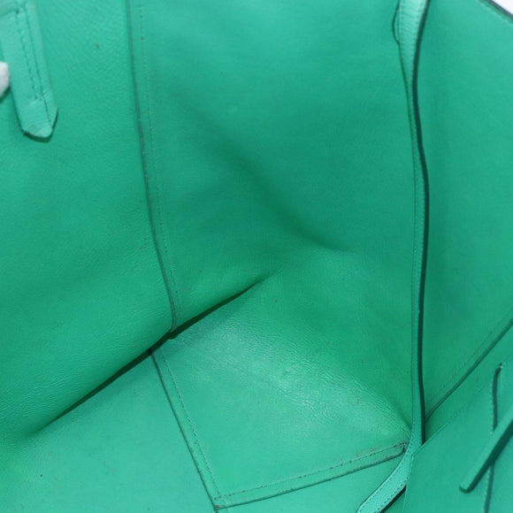 CELINE Cabas Phantom Tote Bag Leather Green Silver Auth 152395