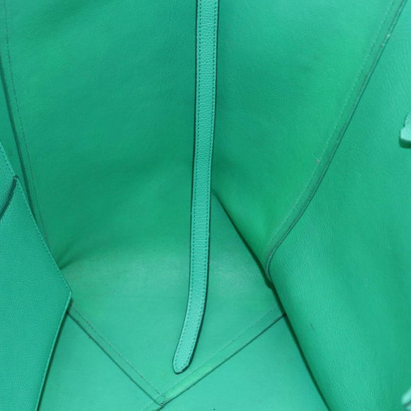 CELINE Cabas Phantom Tote Bag Leather Green Silver Auth 152395