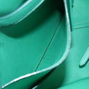 CELINE Cabas Phantom Tote Bag Leather Green Silver Auth 152395-20