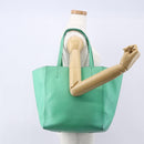 CELINE Cabas Phantom Tote Bag Leather Green Silver Auth 152395-22