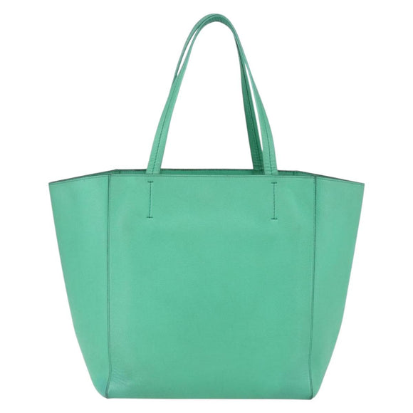 CELINE Cabas Phantom Tote Bag Leather Green Silver Auth 152395