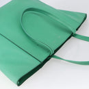 CELINE Cabas Phantom Tote Bag Leather Green Silver Auth 152395-6