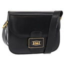 CELINE Shoulder Bag Leather Black Gold Auth 152396-1