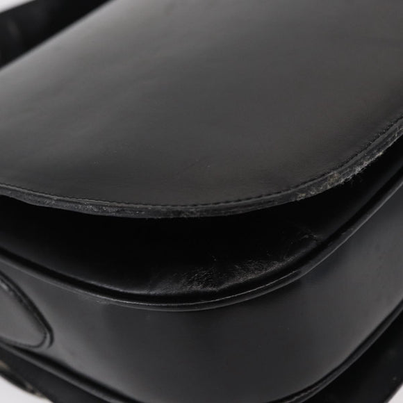 CELINE Shoulder Bag Leather Black Gold Auth 152396