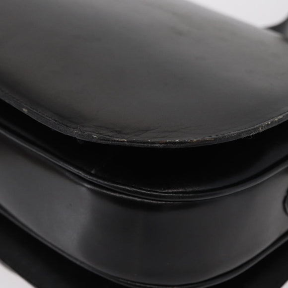 CELINE Shoulder Bag Leather Black Gold Auth 152396