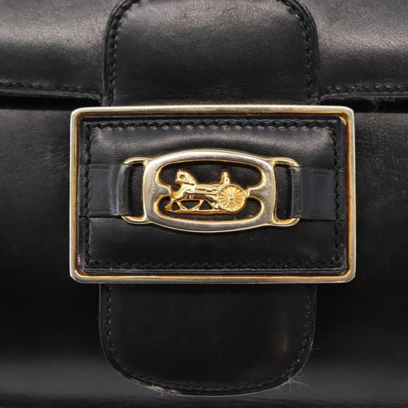 CELINE Shoulder Bag Leather Black Gold Auth 152396