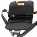 CELINE Shoulder Bag Leather Black Gold Auth 152396-18