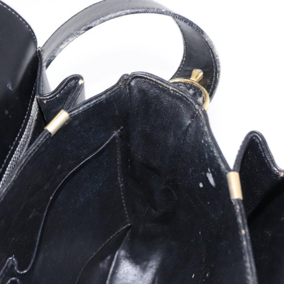 CELINE Shoulder Bag Leather Black Gold Auth 152396