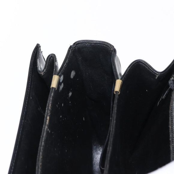 CELINE Shoulder Bag Leather Black Gold Auth 152396